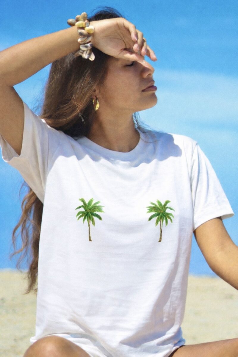 WHITE TEE -  PALM TREES