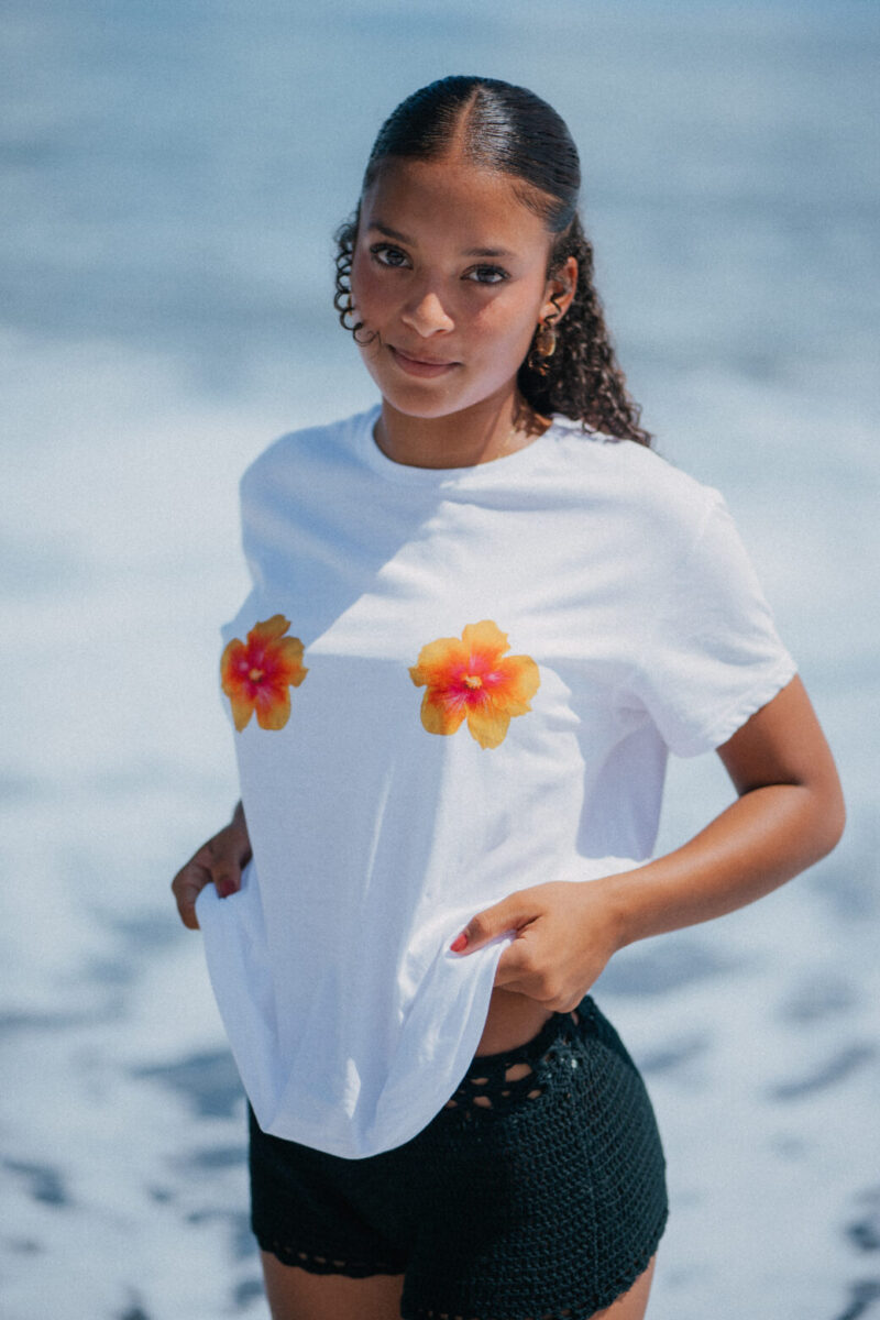 WHITE TEE -  SUNSET AUTE